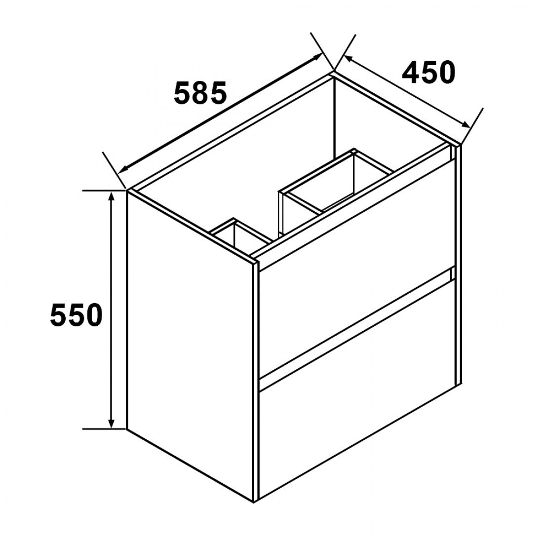 NELSON WALL HUNG VANITY | 600MM | BLACK & LIGHT OAK | PLYWOOD