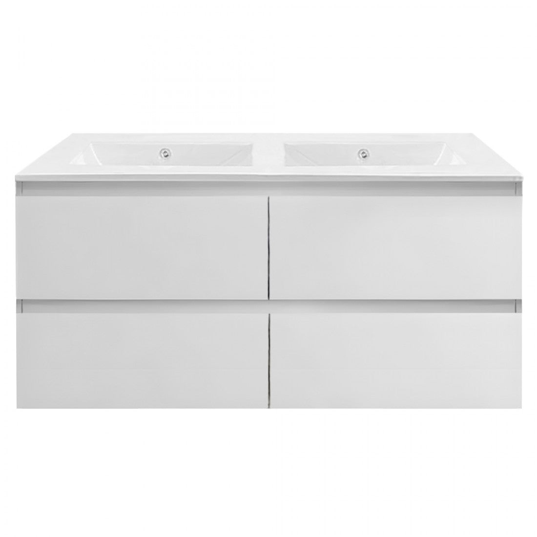 NELSON WALL HUNG VANITY | 1500MM | GLOSS WHITE | PLYWOOD| DOUBLE BASIN