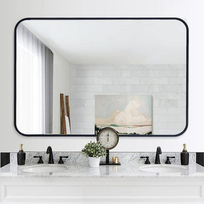 1200x800MM SERAPHINE BLACK ALUMINIUM FRAMED MIRROR DN