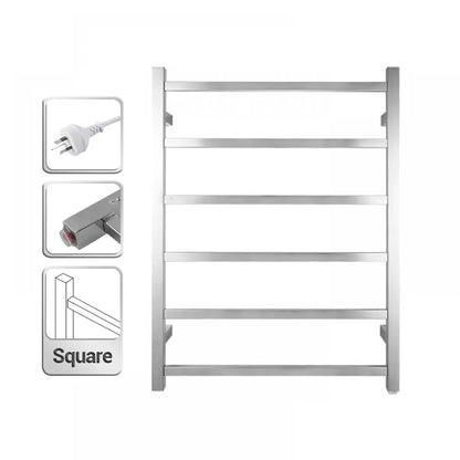 6 BAR SQUARE HEATED TOWEL RAIL - CHROME 800H*600W*120D