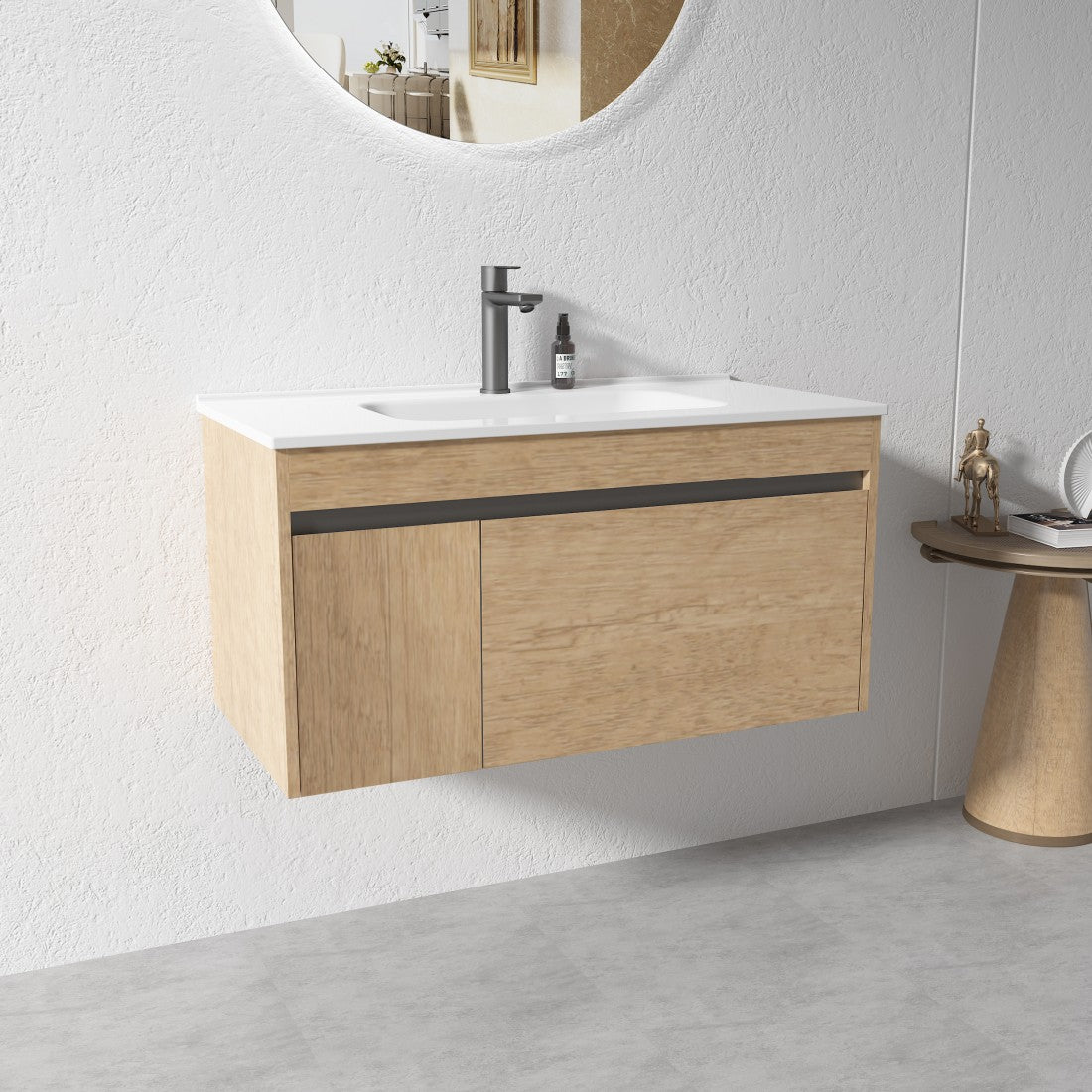 HONEY OAK WALL HUNG VANITY | 900MM | BC13