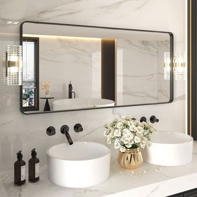 1500x800MM SERAPHINE RECTANGLE BLACK ALUMINIUM FRAMED MIRROR DN