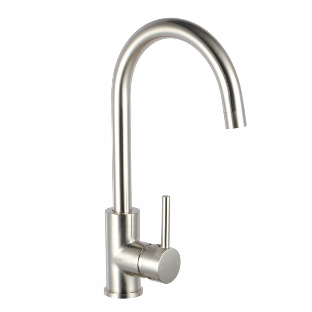 OPAL CLASSIC ROUND GOOSENECK KITCHEN SINK TAP - BRUSHED NICKEL