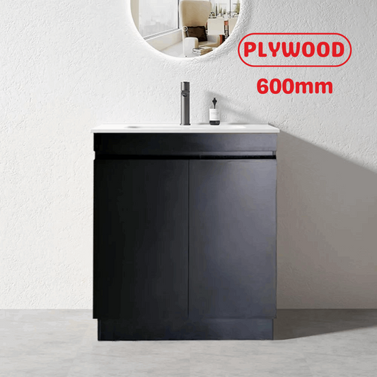 600MM MADRID DARK OAK PLYWOOD FLOORSTANDING VANITY