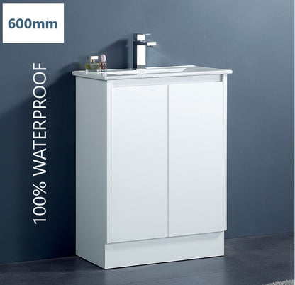 600MM PVC WATERPROOF VANITY GLOSS WHITE FLOOR STANDING