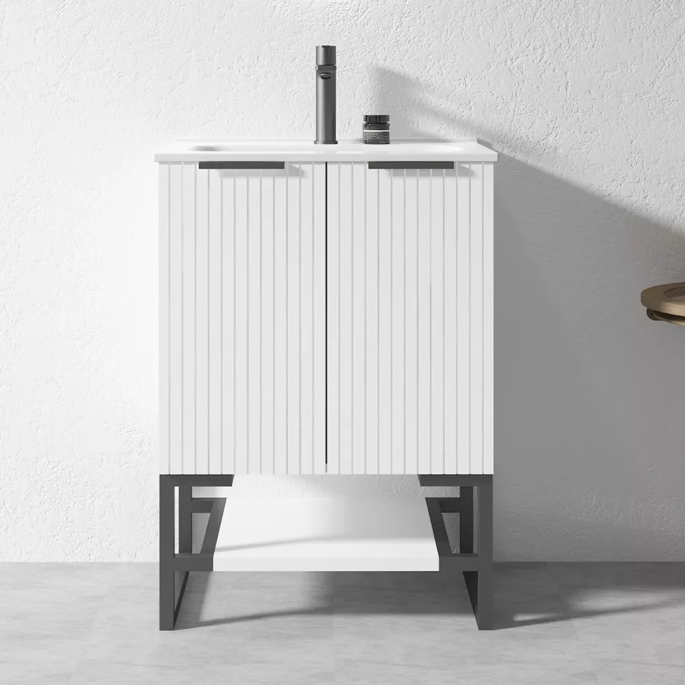 600MM FLUTED WHITE PLYWOOD FLOORSTANDING VANITY – The Tile Collection™