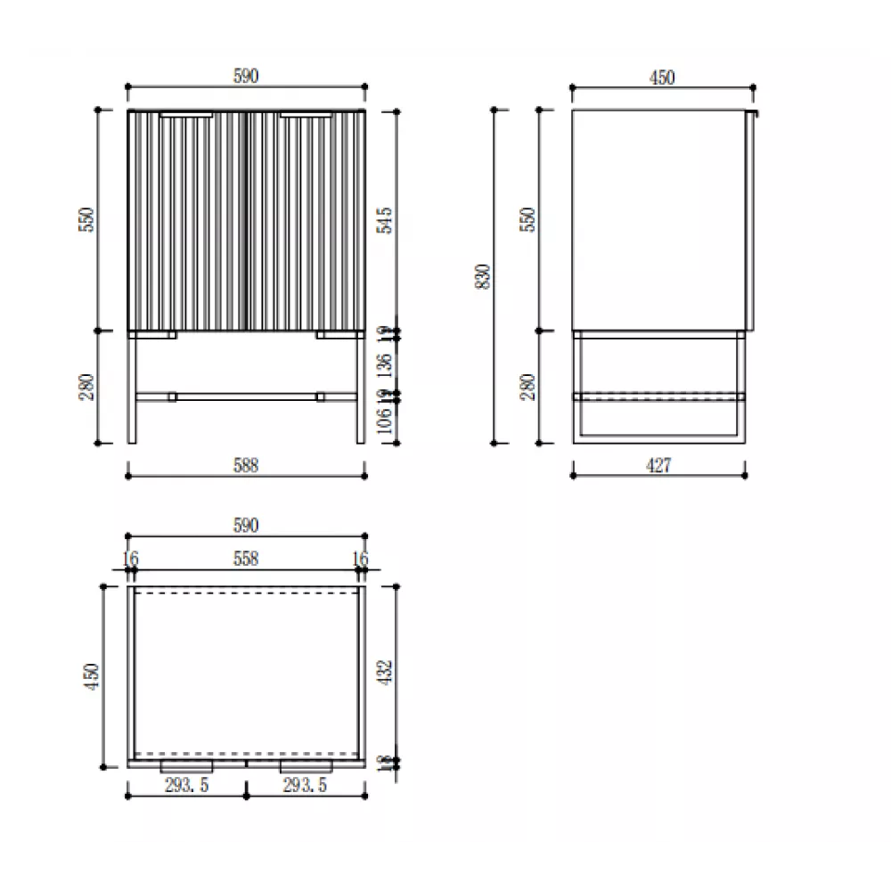 600MM FLUTED WHITE FLOORSTANDING PLYWOOD VANITY