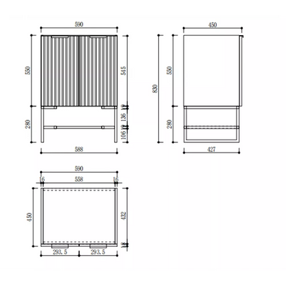 600MM FLUTED WHITE FLOORSTANDING PLYWOOD VANITY