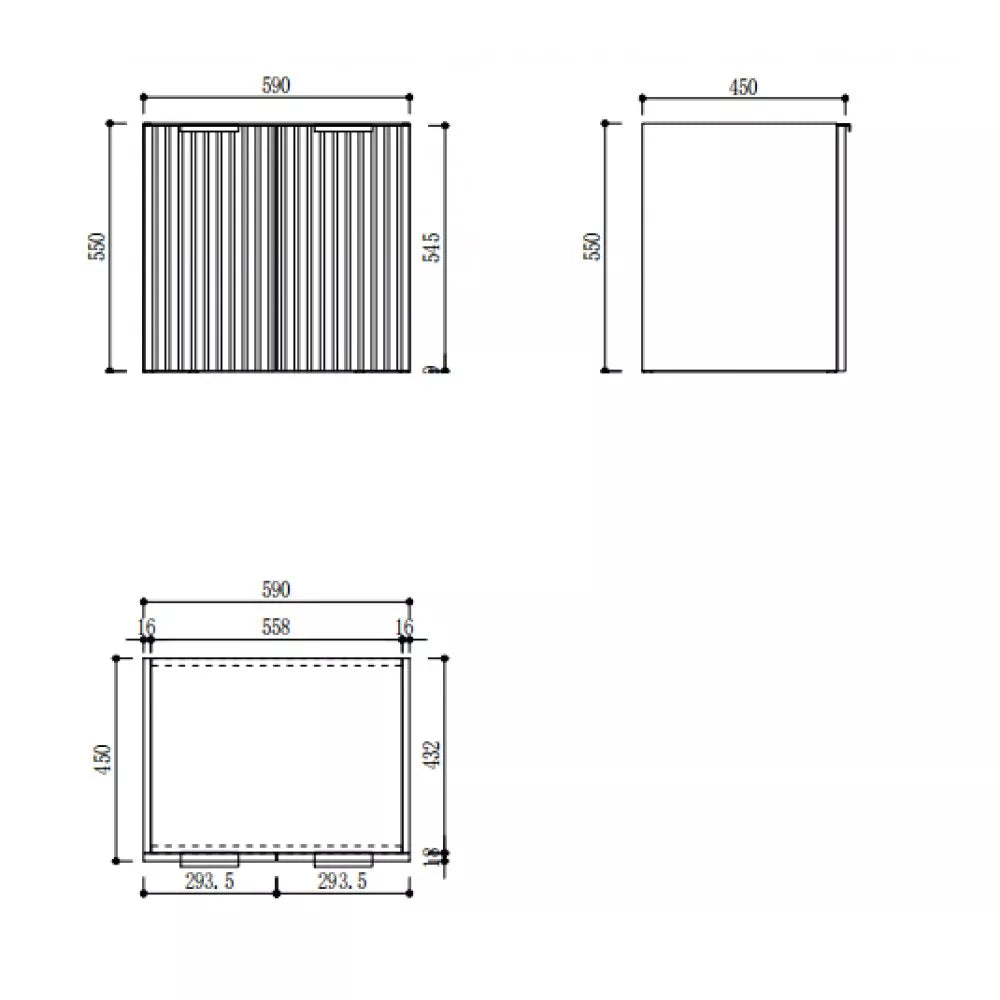 GREY WALL HUNG VANITY | 600MM | FLUTED | PLYWOOD