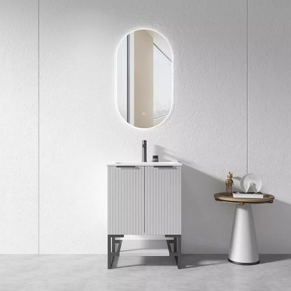 600MM FLUTED GREY PLYWOOD FLOORSTANDING VANITY