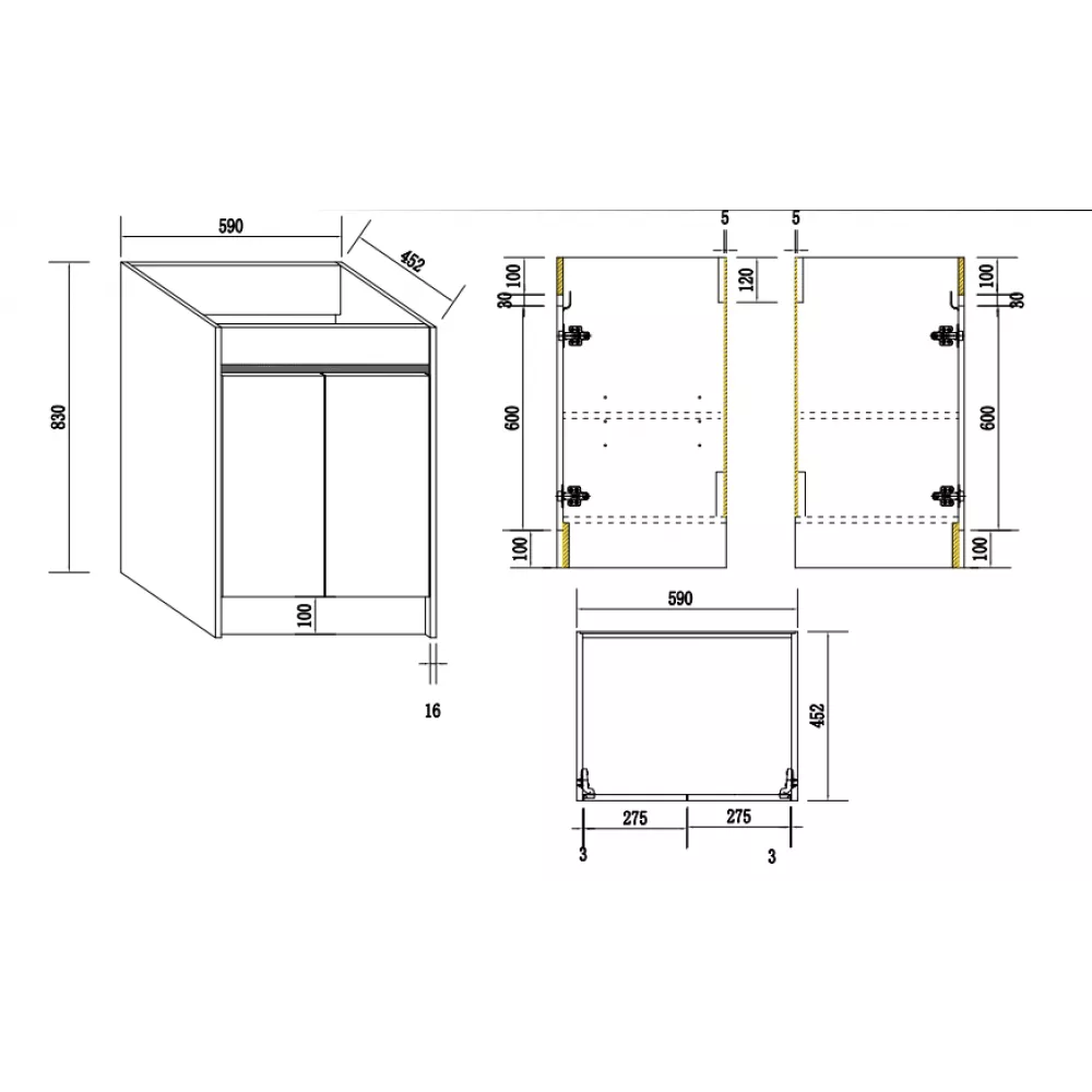 BC7 600MM PLYWOOD FLOOR STANDING VANITY