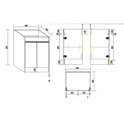 BC7 600MM PLYWOOD FLOOR STANDING VANITY