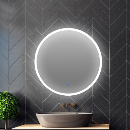 600MM HILTON ROUND LED MIRROR DN| DEMISTER | 3 COLOUR LIGHTS | 15MM EUPHOTIC RIM