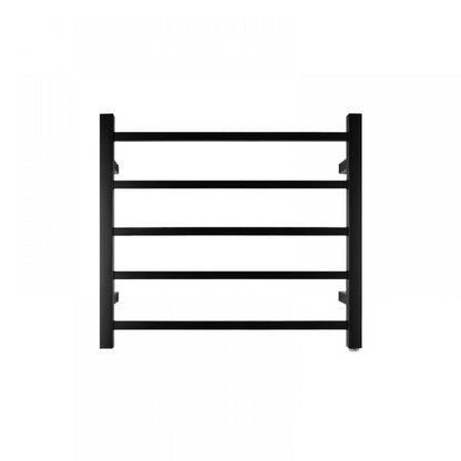 5 BAR SQUARE HEATED TOWEL RAIL - MATTE BLACK 530H*600W*120D