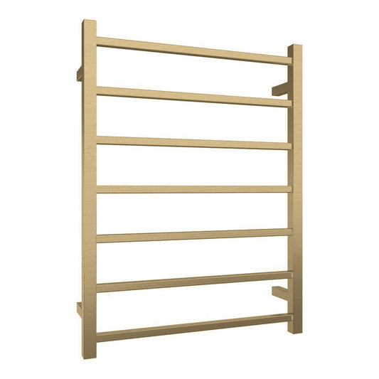 7 BAR SQUARE HEATED TOWEL RAIL DN- BRUSHED BRASS 800H*600W*120D