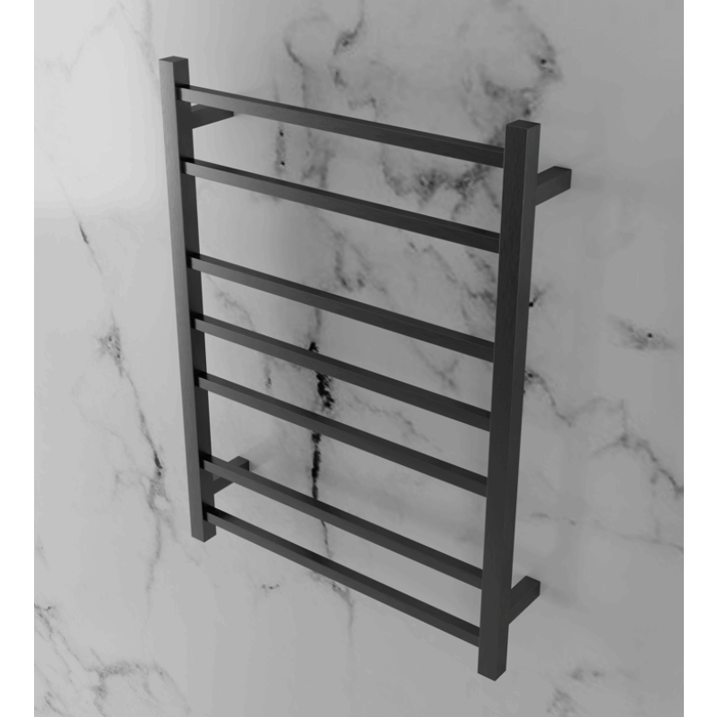 7 BAR SQUARE HEATED TOWEL RAIL DN- BRUSHED GUNMETAL 800H*600W*120D