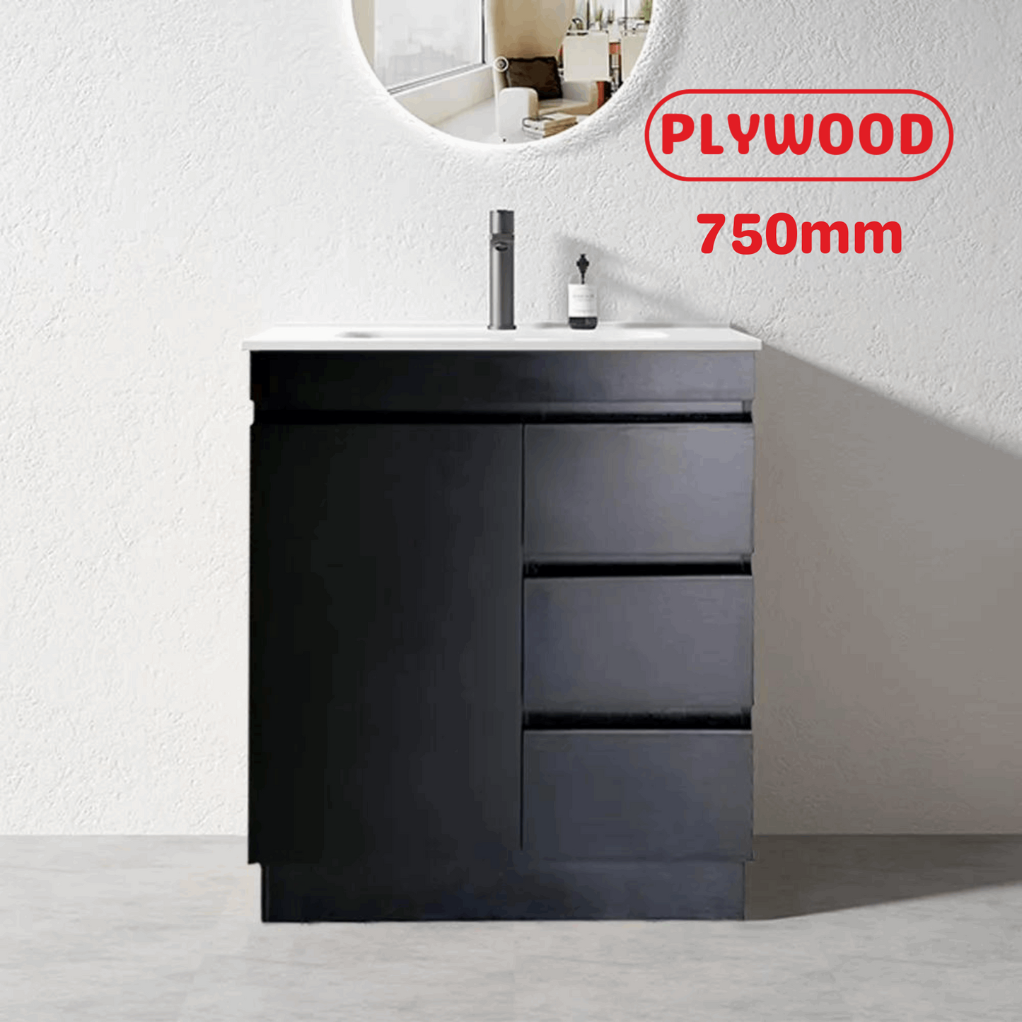 750MM MADRID DARK OAK  PLYWOOD FLOORSTANDING VANITY