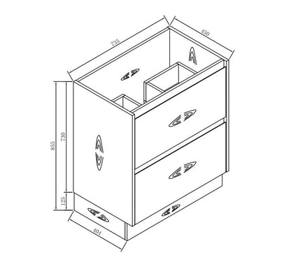 750MM POLO BLACK & LIGHT OAK FREESTANDING VANITY