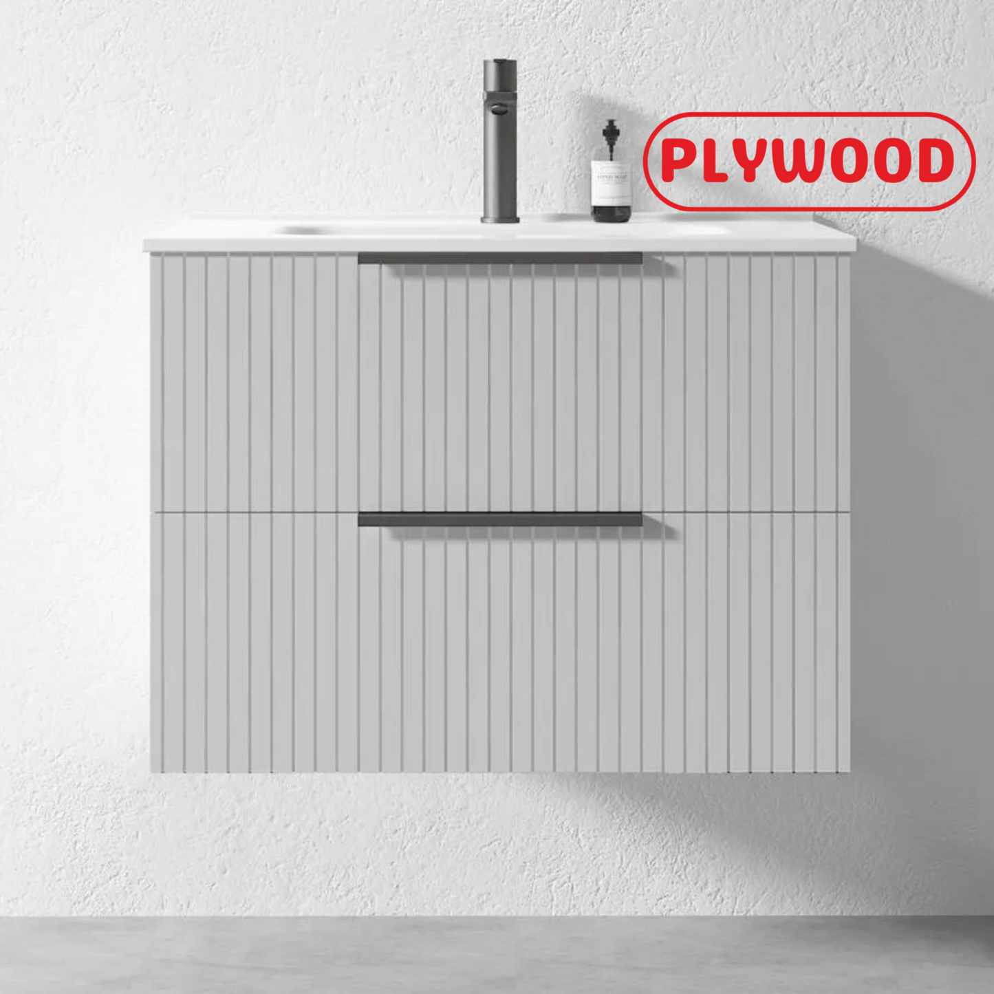 GREY WALL HUNG VANITY | 750MM | FLUTED | PLYWOOD