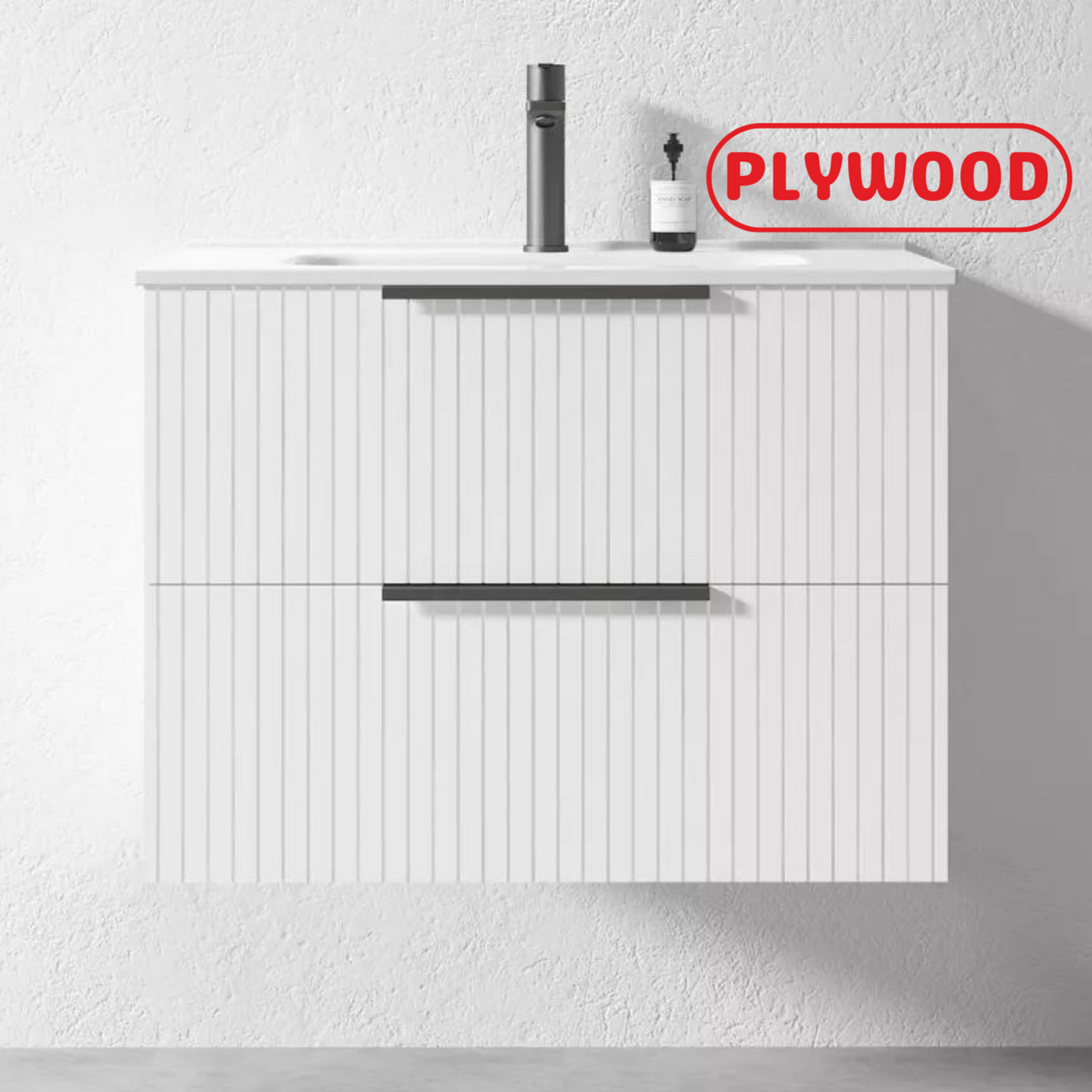 WHITE WALL HUNG VANITY | 750MM | FLUTED | PLYWOOD