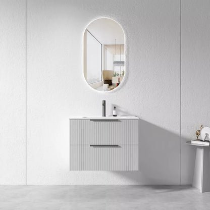 GREY WALL HUNG VANITY | 750MM | FLUTED | PLYWOOD