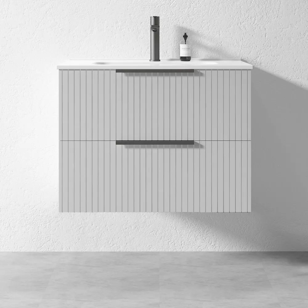 GREY WALL HUNG VANITY | 750MM | FLUTED | PLYWOOD