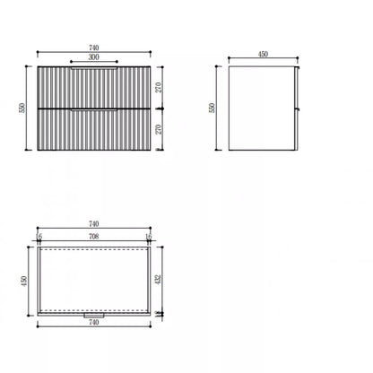 WHITE WALL HUNG VANITY | 750MM | FLUTED | PLYWOOD