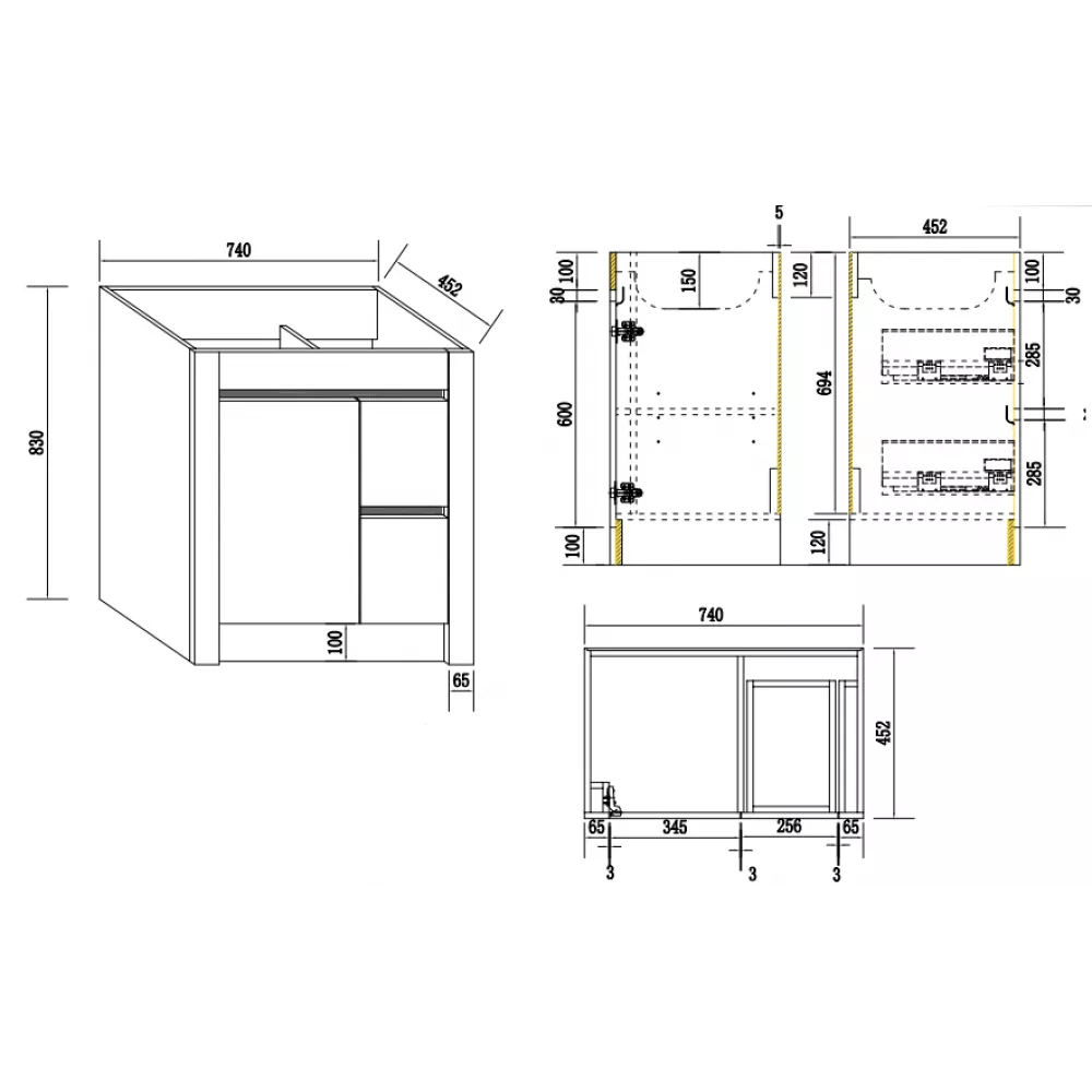 BC7 750mm PLYWOOD FLOOR STANDING VANITY