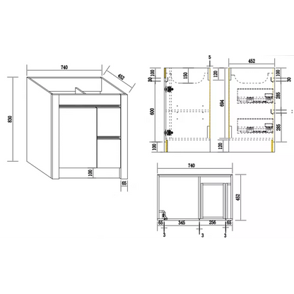 BC7 750mm PLYWOOD FLOOR STANDING VANITY