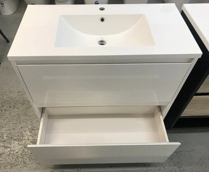 1000MM POLO GLOSS WHITE PLYWOOD FREESTANDING VANITY WITH CERAMIC TOP