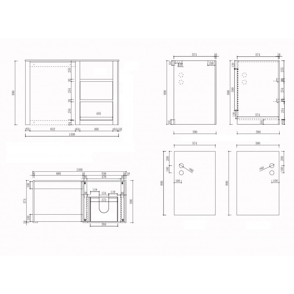 1300MM PLYWOOD LAUNDRY STATION | HONEY OAK | STONE BENCTOP | STAINLESS STEEL SINK