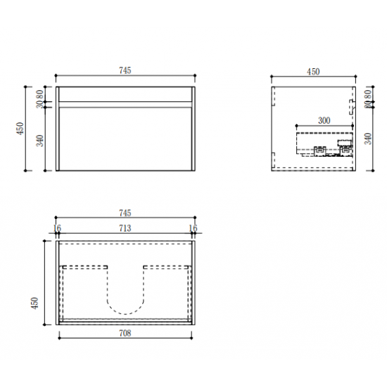 HONEY OAK WALL HUNG VANITY | 750MM | SINGLE DRAWER | BC13