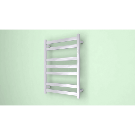 7 FLAT BAR SQUARE HEATED TOWEL RAIL WITH BUILT-IN TIMER DN- CHROME 800H*600W