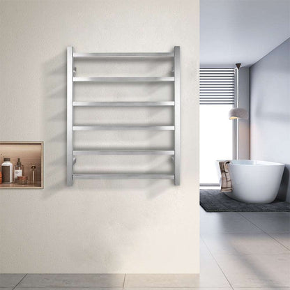 6 BAR SQUARE HEATED TOWEL RAIL - CHROME 800H*600W*120D