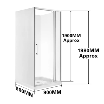 900x900x900MM ALCOVE 3 SIDED SHOWER ENCLOSURE WITH SWING DOOR - CHROME