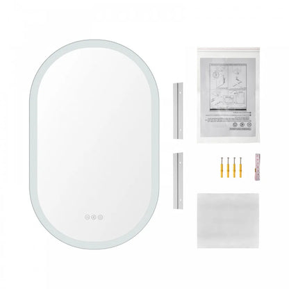 800x500MM OVAL LED MIRROR WITH BLUETOOTH SPEAKER | DEFOGGER | 3 COLOURS LIGHTS