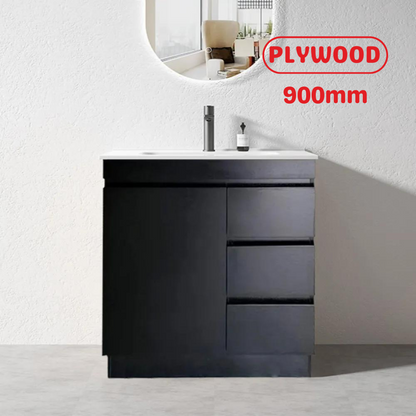 900MM MADRID DARK OAK PLYWOOD FLOORSTANDING VANITY