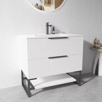 900MM FLUTED WHITE FLOORSTANDING PLYWOOD VANITY