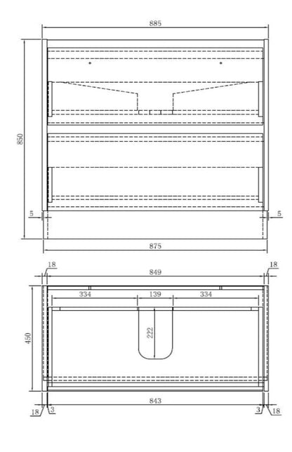 900MM POLO DARK OAK PLYWOOD FLOORSTANDING VANITY WITH CERAMIC TOP