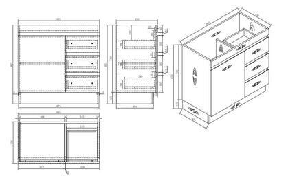 900MM MADRID LIGHT OAK PLYWOOD FLOORSTANDING VANITY