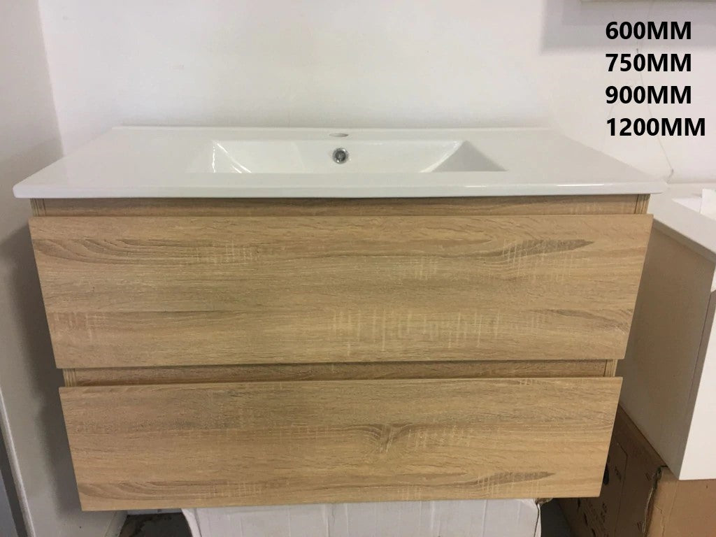 NELSON WALL HUNG VANITY | 900MM | LIGHT OAK | PLYWOOD