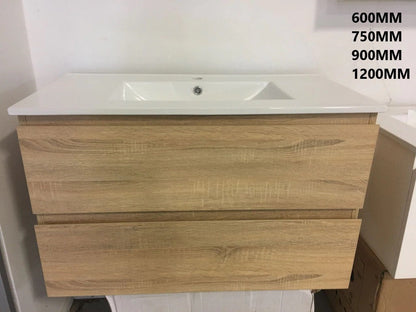 NELSON WALL HUNG VANITY | 750MM | LIGHT OAK | PLYWOOD