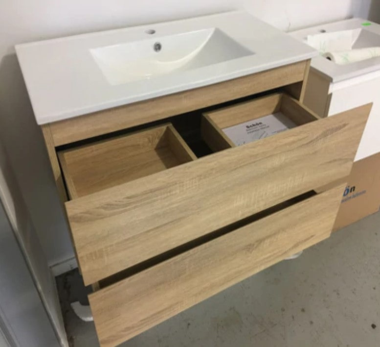 NELSON WALL HUNG VANITY | 750MM | LIGHT OAK | PLYWOOD