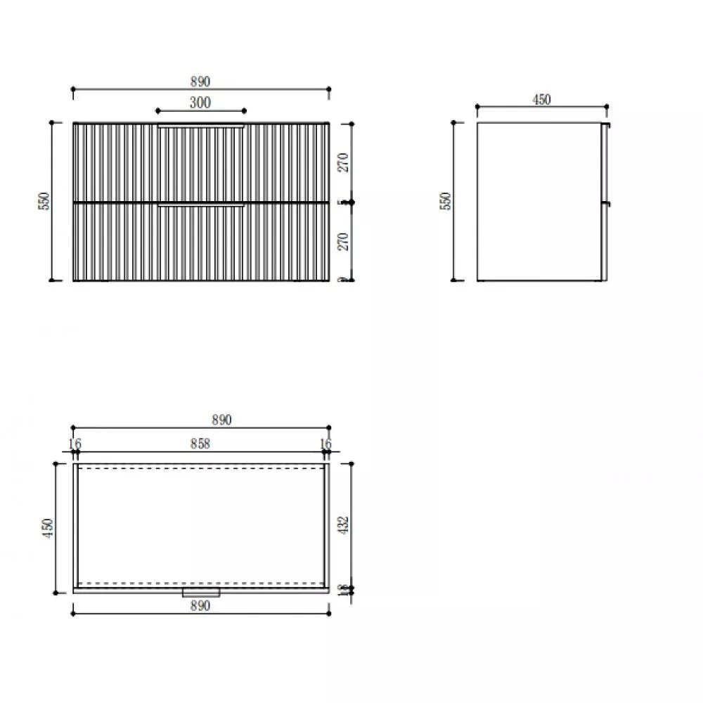 GREY WALL HUNG VANITY | 900MM | FLUTED | PLYWOOD