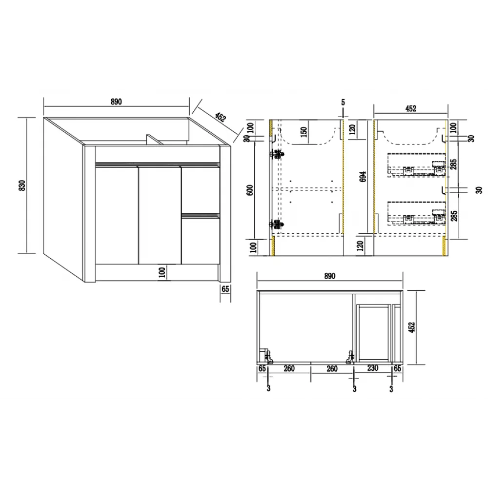 900MM BC7 PLYWOOD FLOOR STANDING VANITY