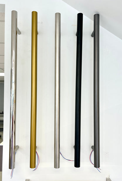 DN 12V ROUND VERTICAL SINGLE HEATED TOWEL BAR | 1000MM | 5 COLOURS