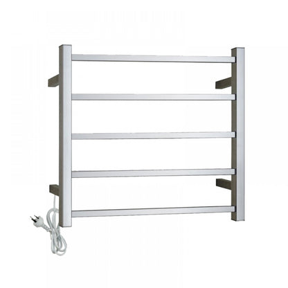 5 BAR SQUARE HEATED TOWEL RAIL - CHROME 530H*600W*120D