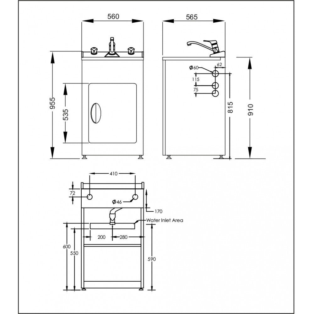 AQUATICA STUDIO LAUNDRY TUB 560MM DOOR MODEL