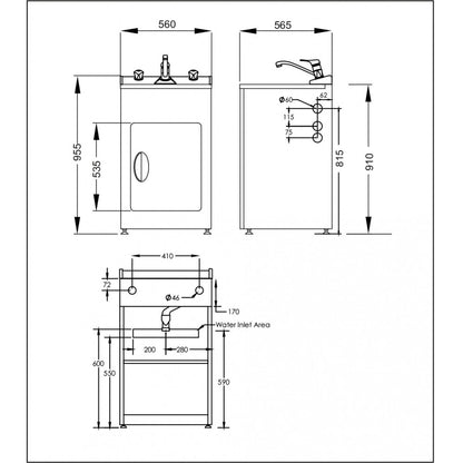 AQUATICA STUDIO LAUNDRY TUB 560MM DOOR MODEL