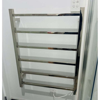 6 BAR SQUARE HEATED TOWEL RAIL - CHROME 800H*600W*120D